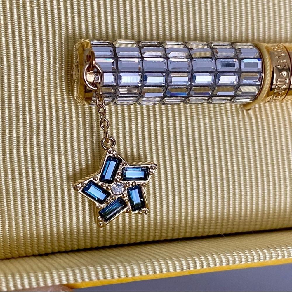 Swarovski Gold Crystal Pen with Blue Star Charm in Yellow Gift Box - Picture 4 of 10